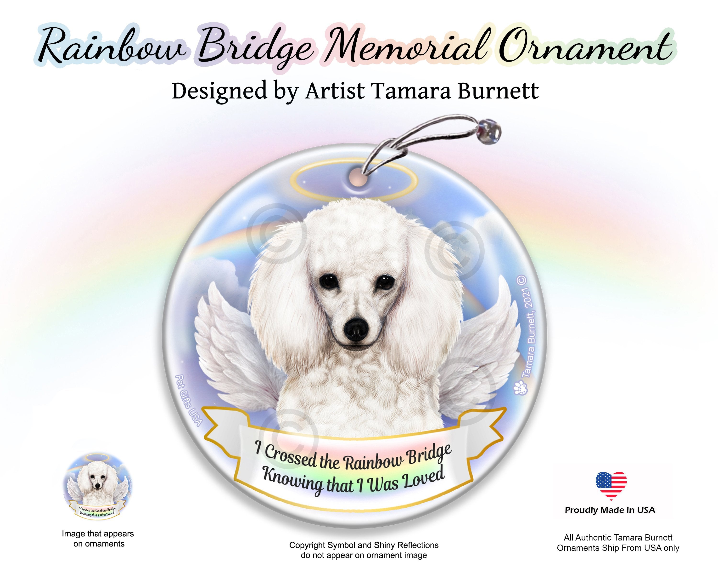 Poodle White Rainbow Bridge Memorial Ornament