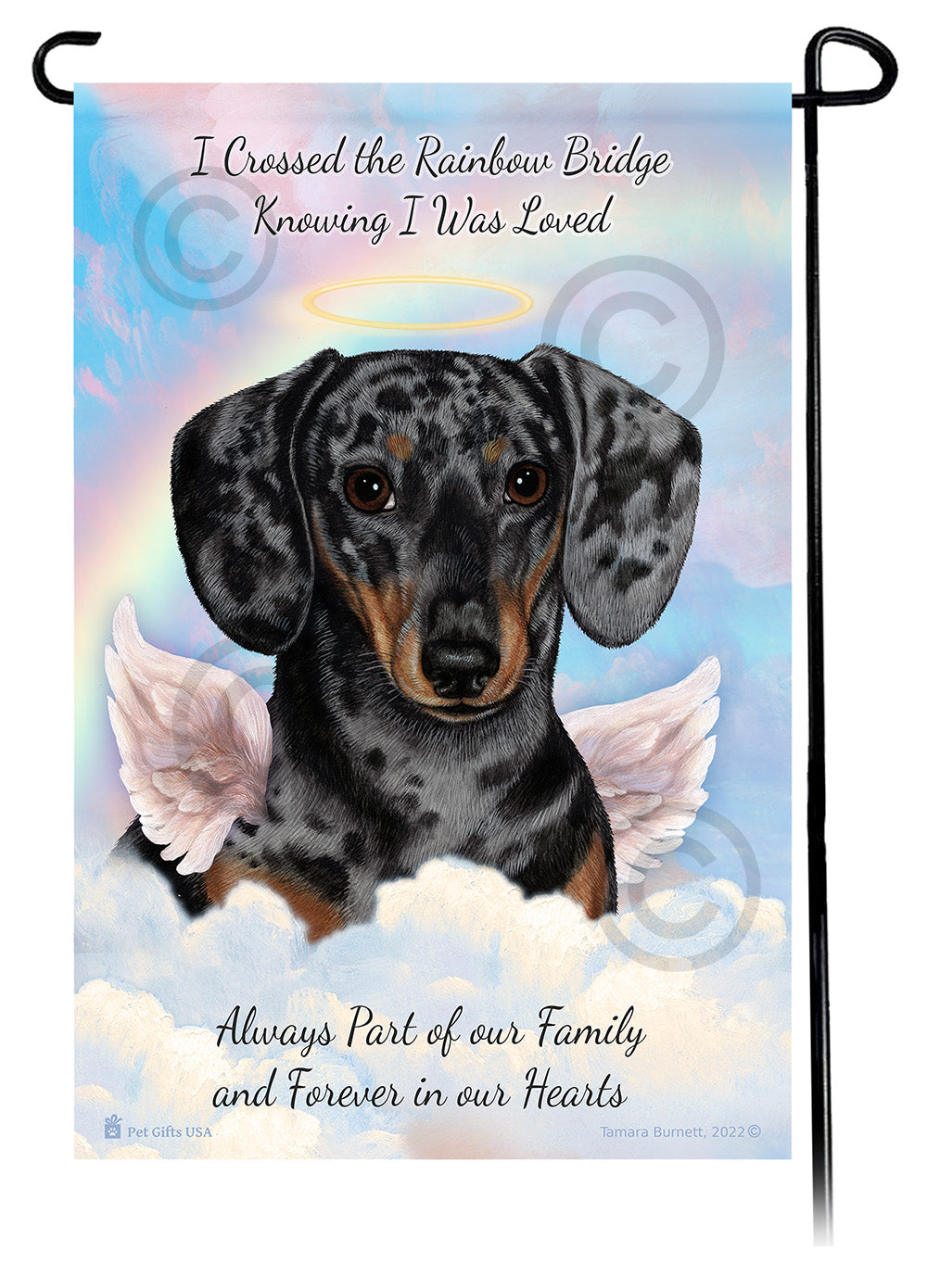 Dachshund Short Hair Dapple Light Black and Tan Memorial Flag
