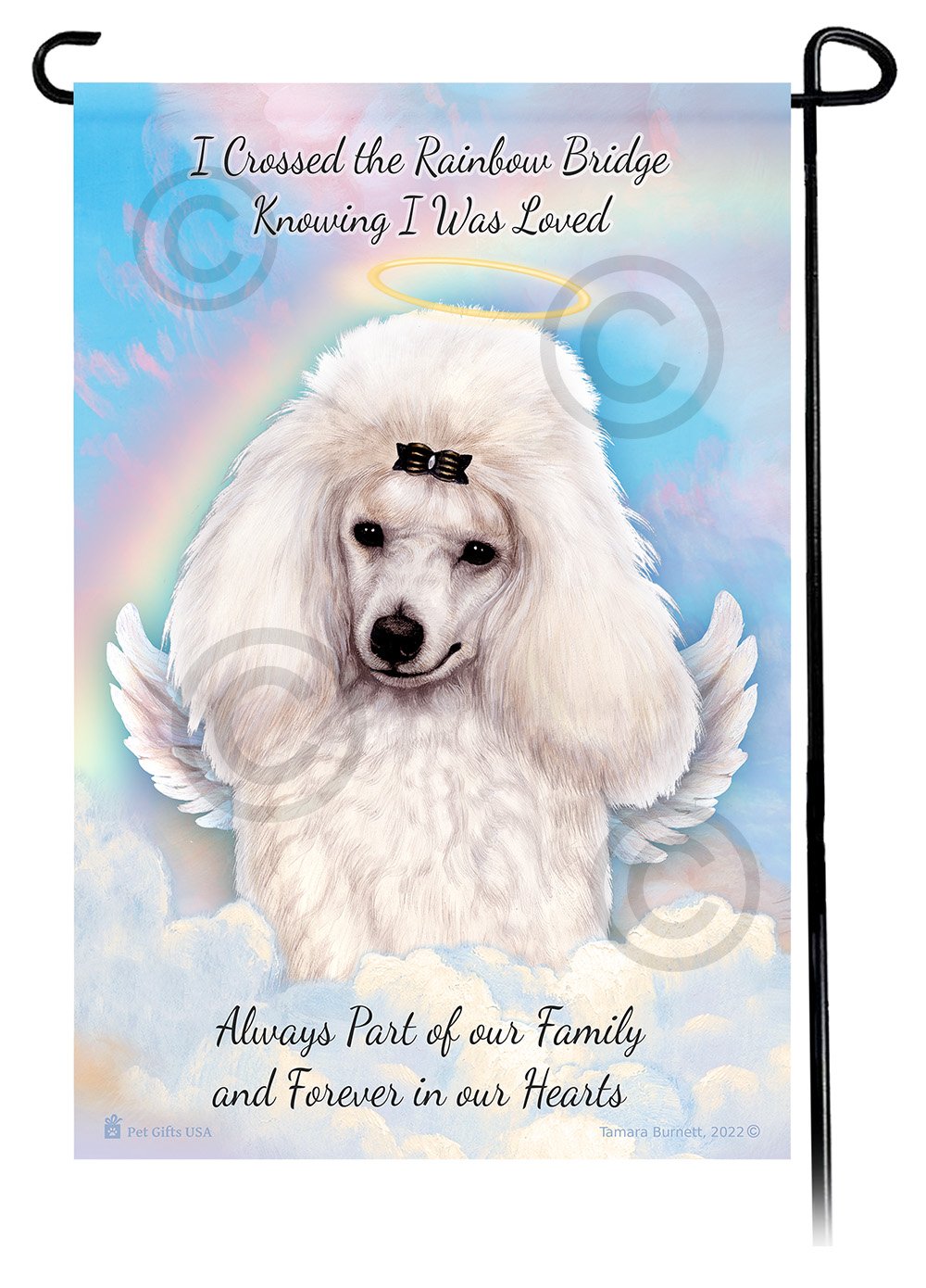 Poodle Mini White Memorial Flag
