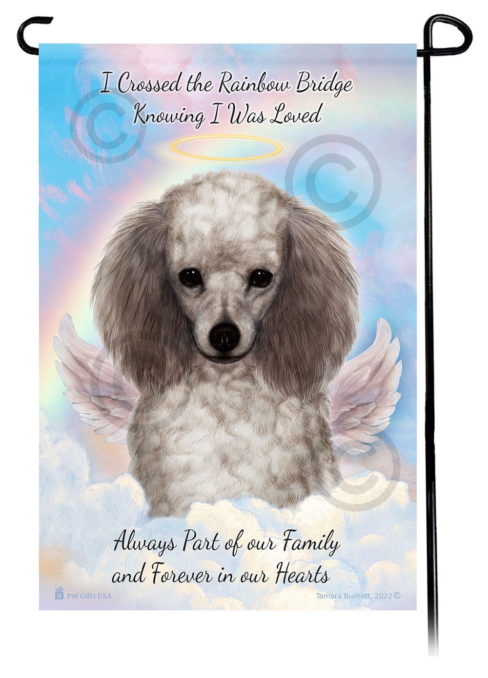 Poodle Silver Memorial Flag