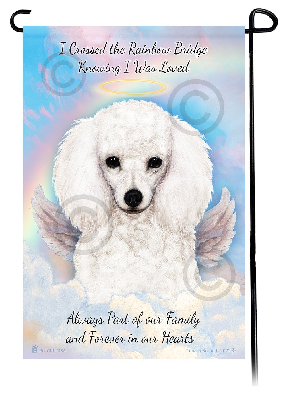 Poodle White Memorial Flag