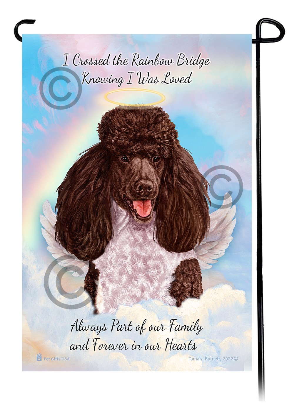 Poodle Standard Chocolate and White Parti Memorial Flag