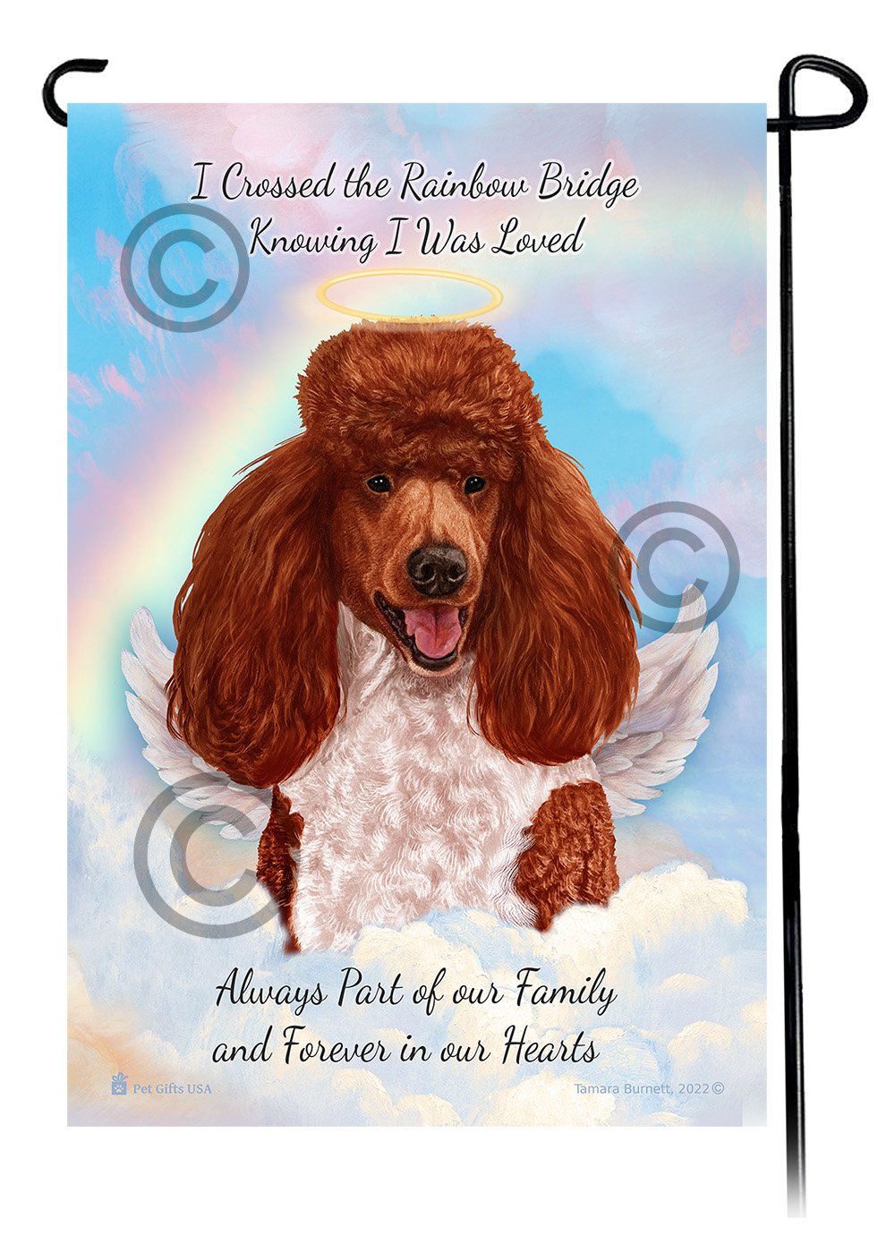 Poodle Standard Red and White Parti Memorial Flag