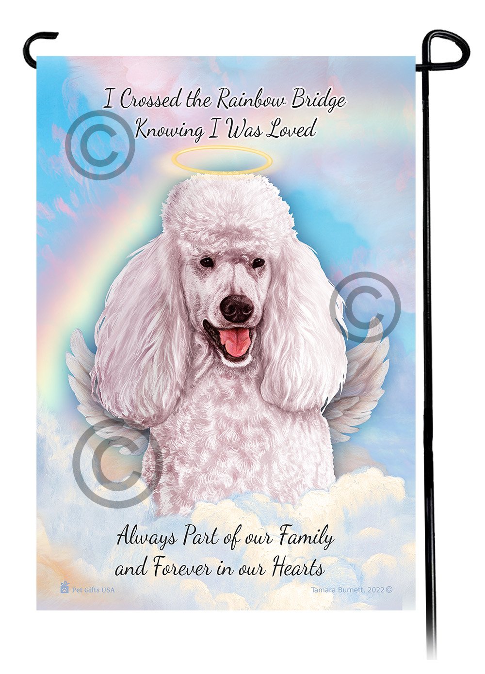 Poodle Standard White Memorial Flag