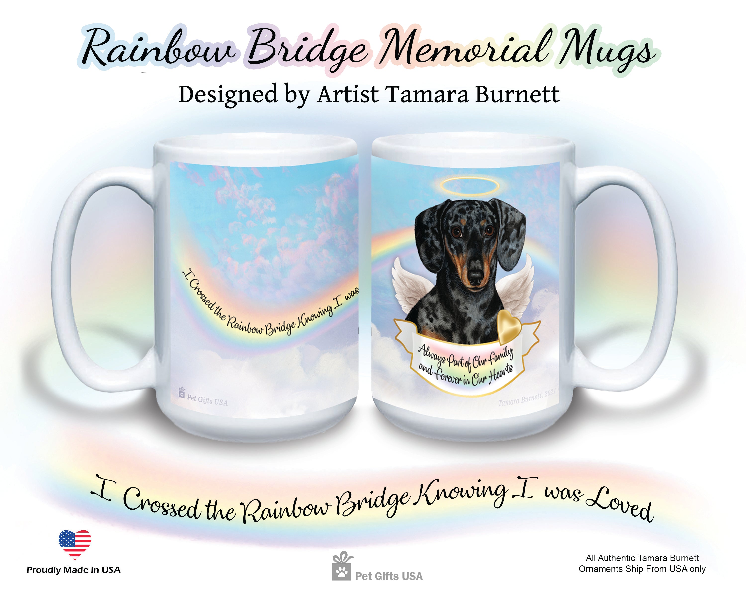 Dachshund SH Dapple Dark Black/Tan - Memorial Mug