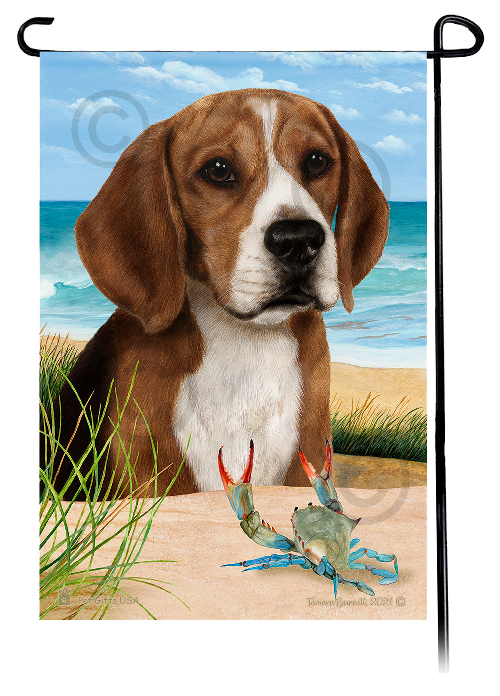 Beagle Summer Beach Garden Flag