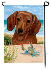 Dachshund Shorthair Red Summer Beach Garden Flag