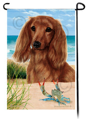 Dachshund Longhair Red Summer Beach Garden Flag