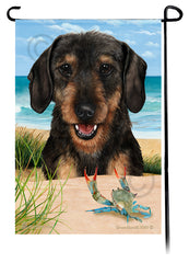 Dachshund WH Black and Tan Summer Beach Garden Flag