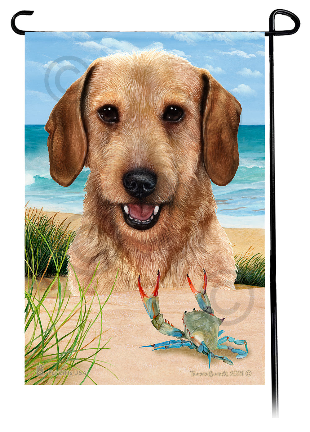 Dachshund WH Wheaten Summer Beach Garden Flag