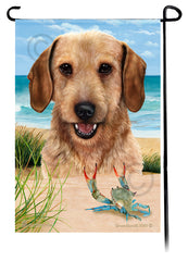 Dachshund WH Wheaten Summer Beach Garden Flag