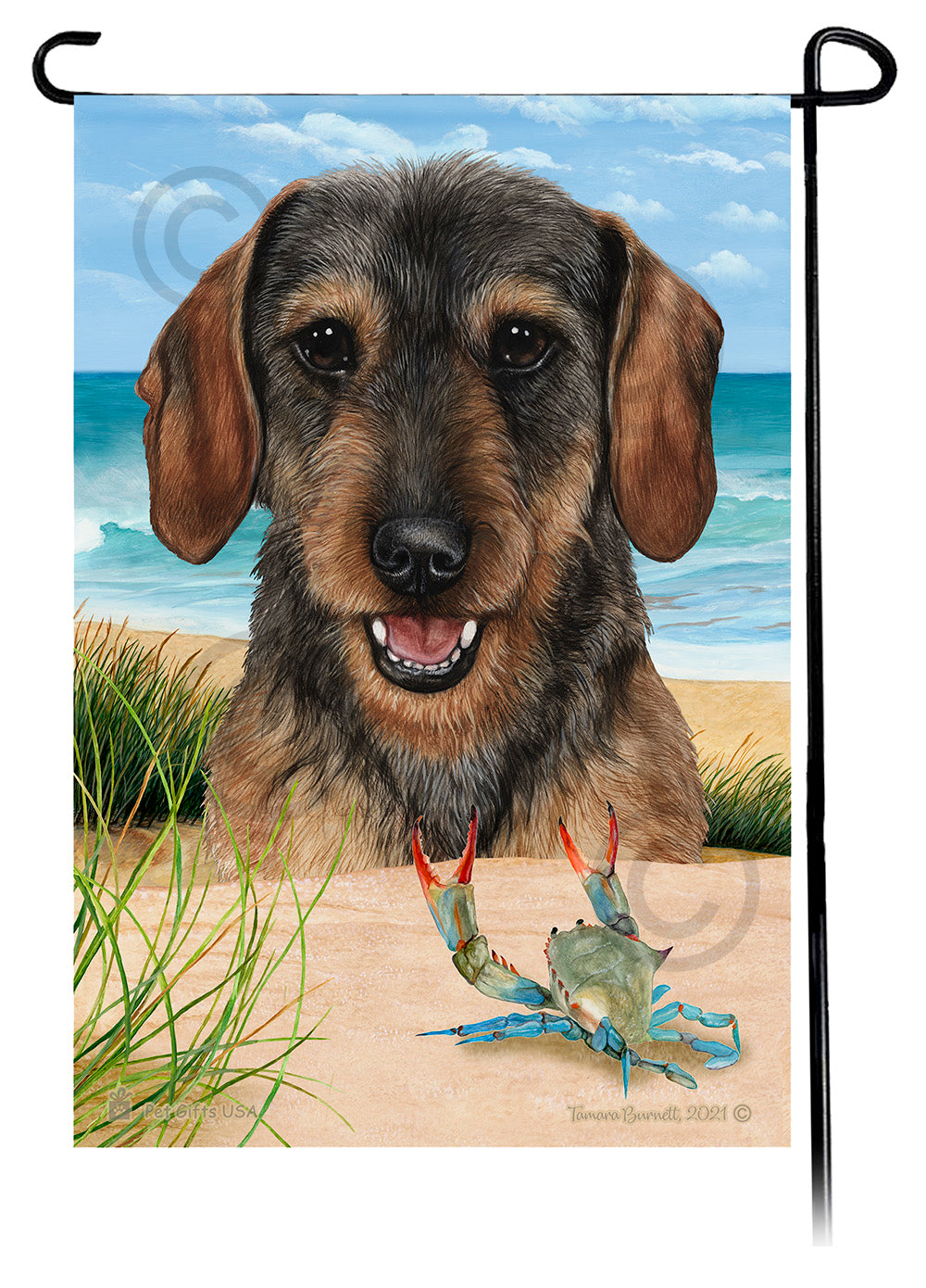 Dachshund WH Wild Boar Summer Beach Garden Flag