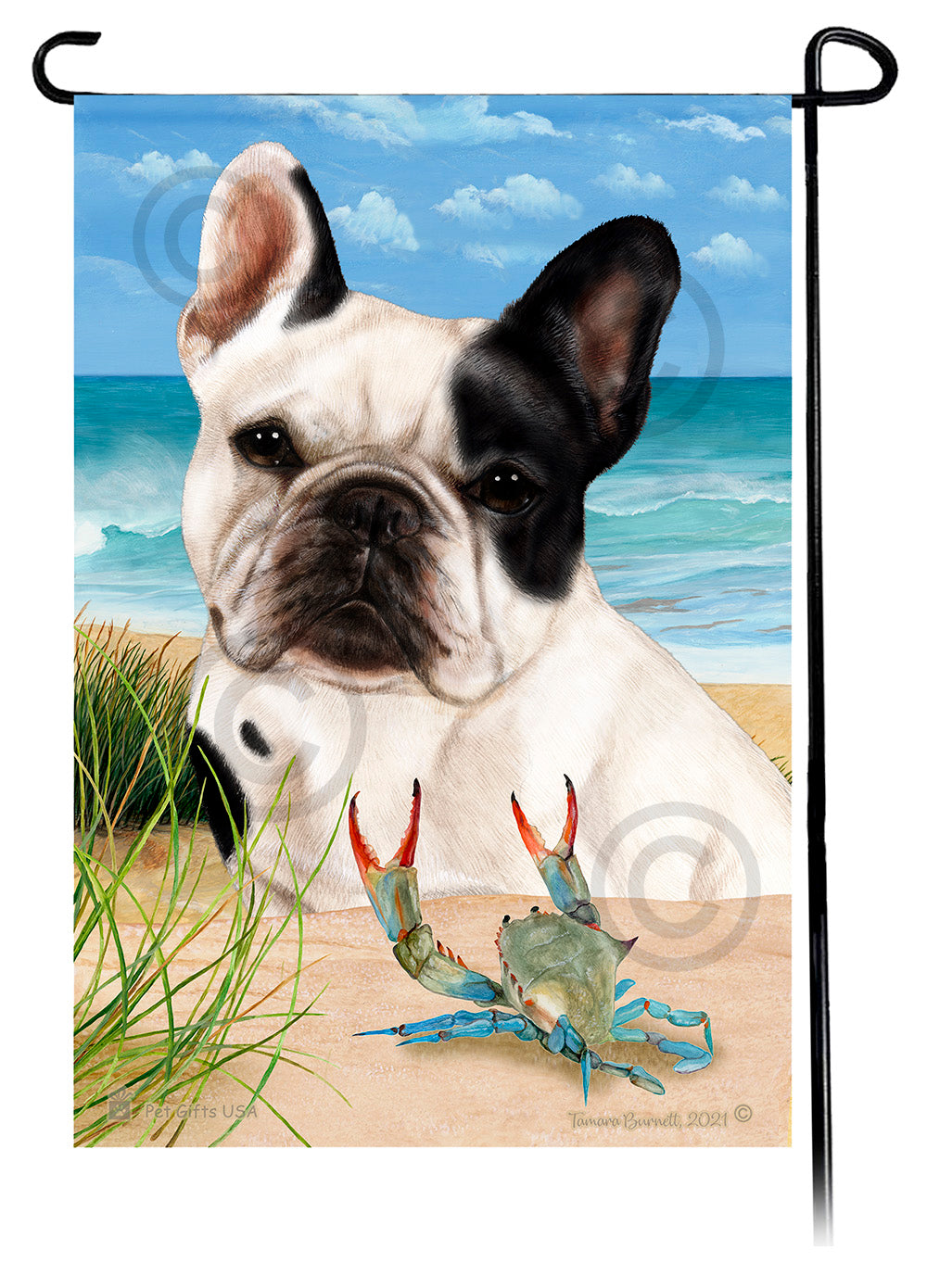 French Bulldog White & Black Summer Beach Garden Flag