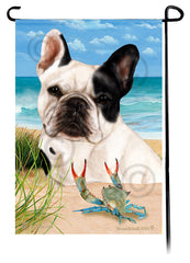 French Bulldog White & Black Summer Beach Garden Flag