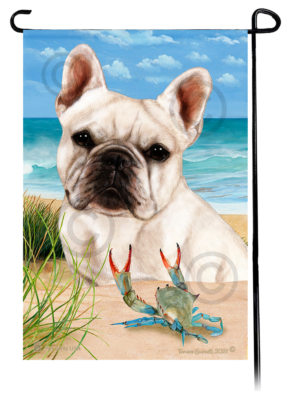 French Bulldog White Summer Beach Garden Flag