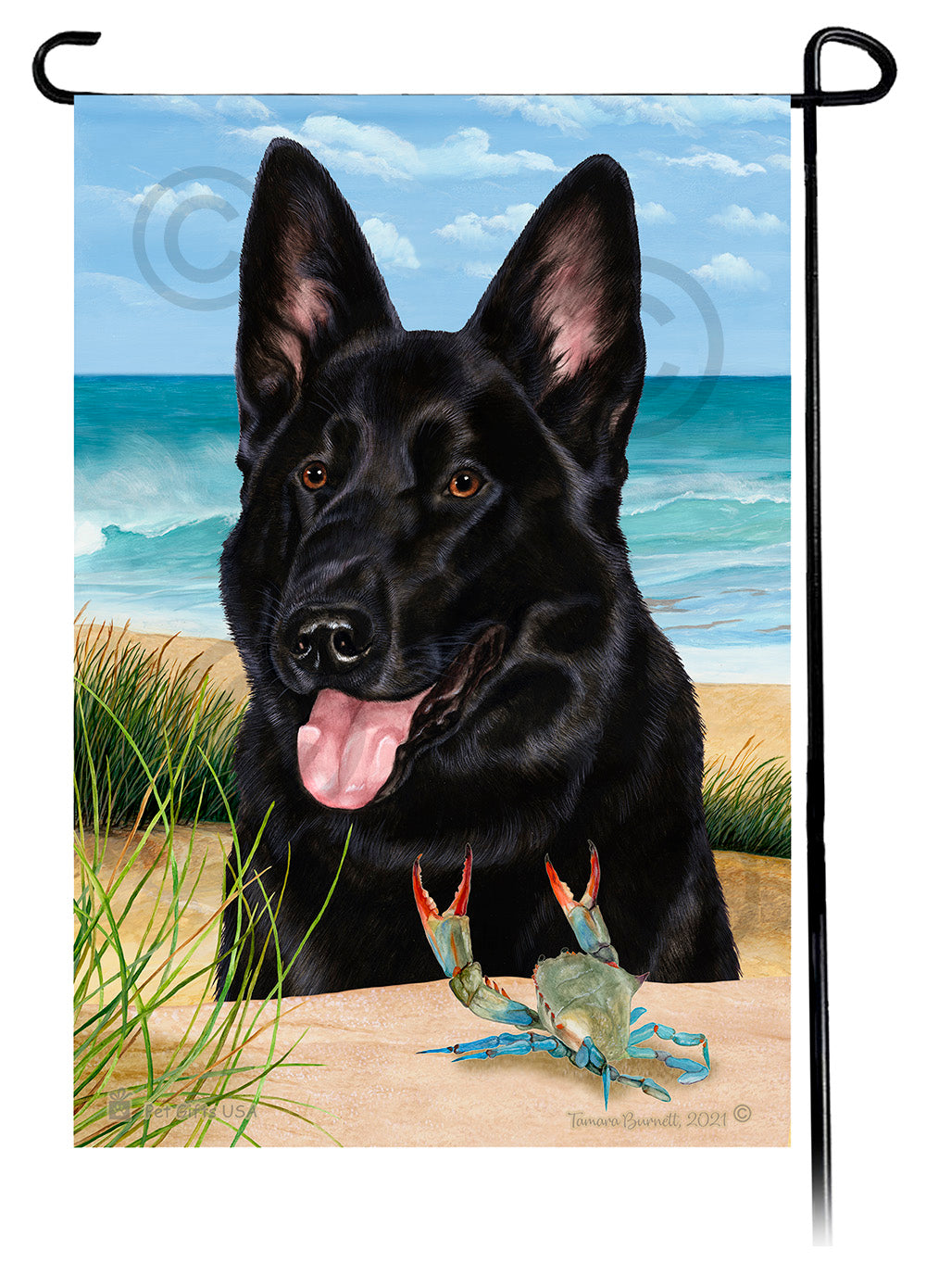 German Shepherd Black Summer Beach Garden Flag