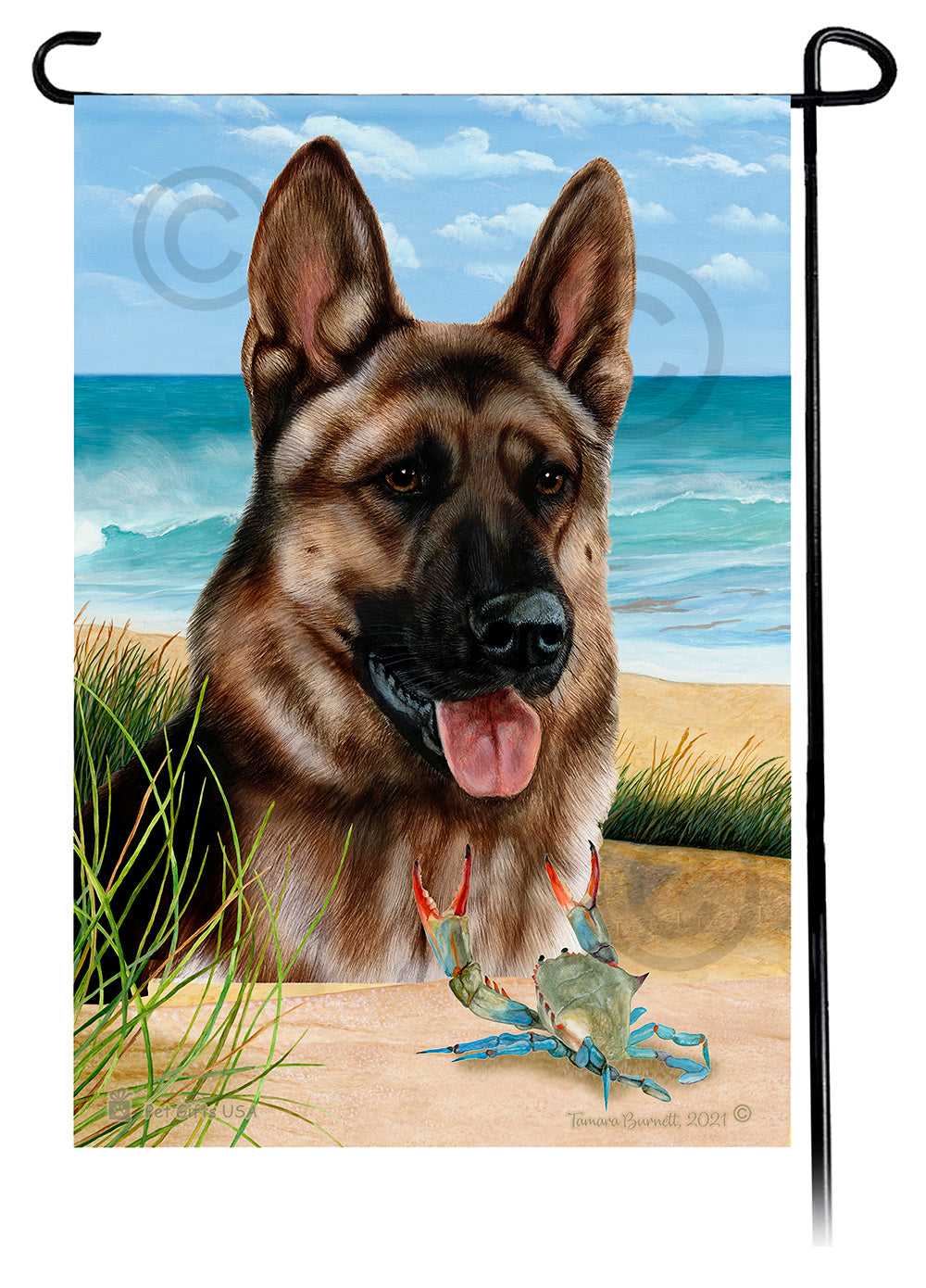 German Shepherd Fawn Sable Summer Beach Garden Flag