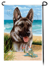 German Shepherd Silver Sable Summer Beach Garden Flag