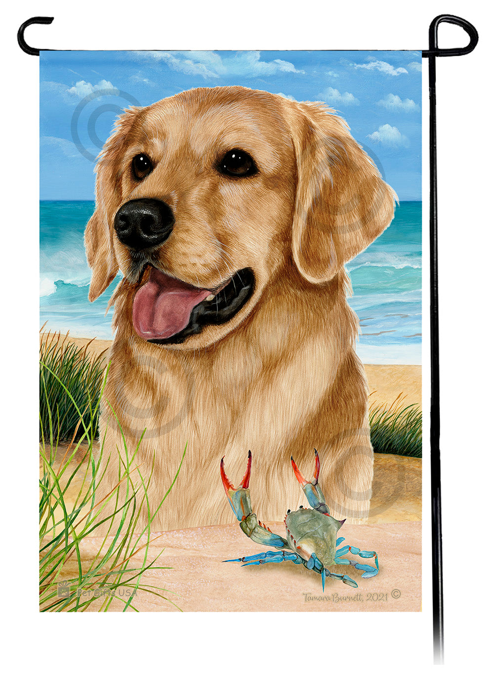 Golden Retriever Summer Beach Garden Flag