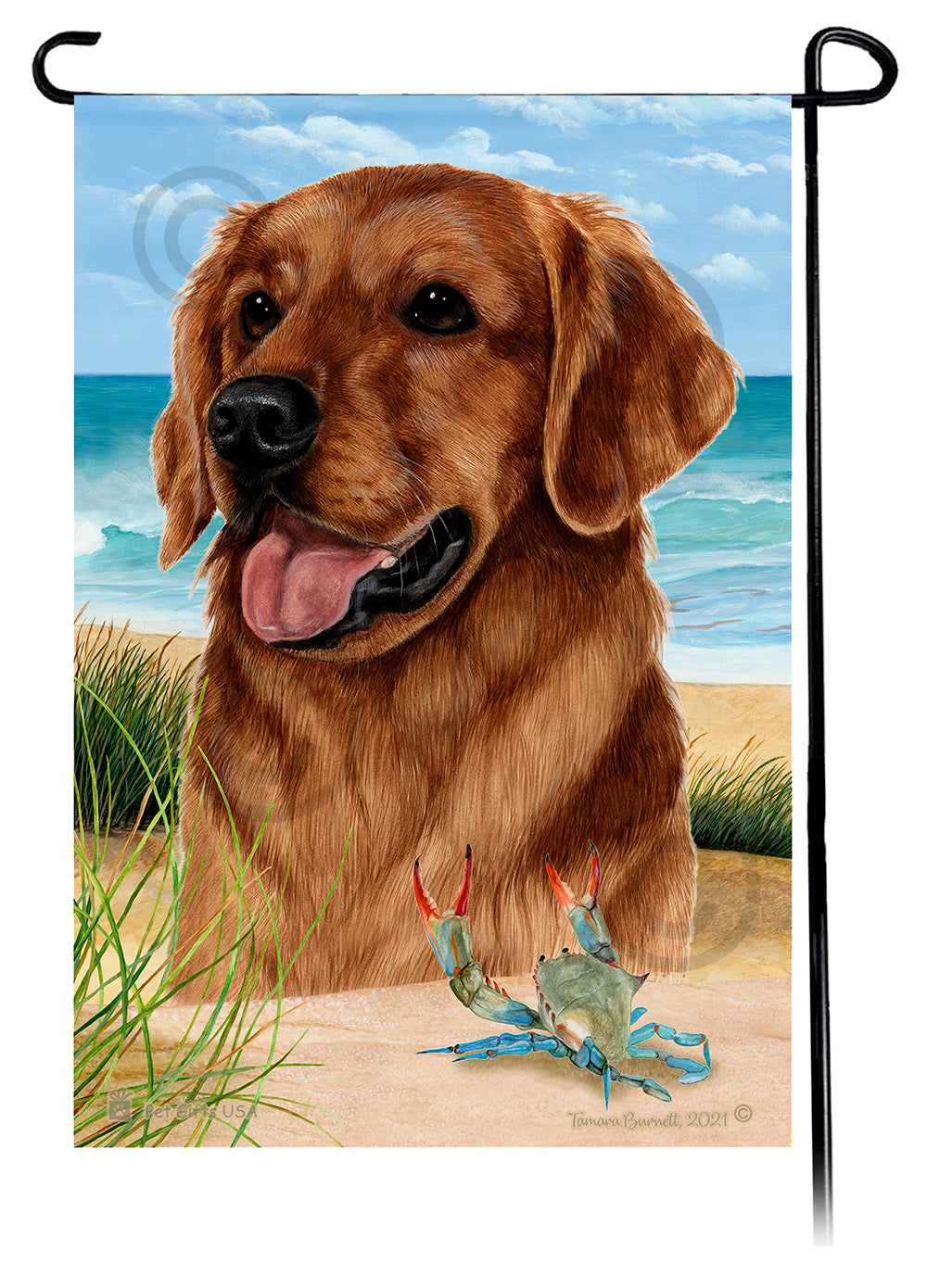 Golden Retriever Red Summer Beach Garden Flag