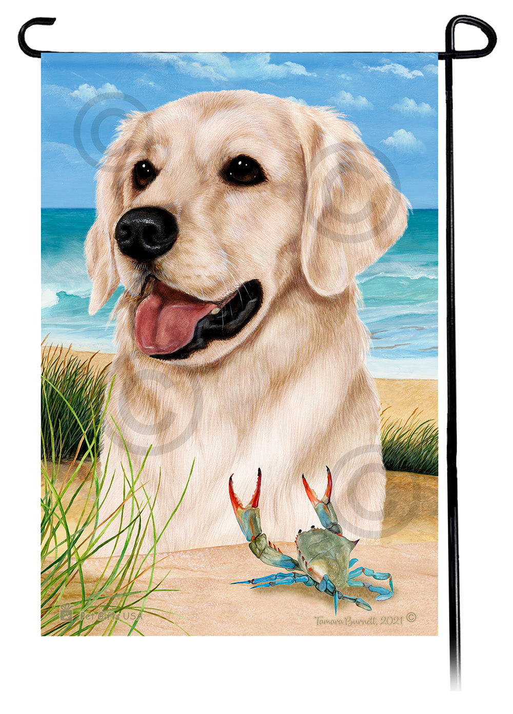 Golden Retriever White Summer Beach Garden Flag