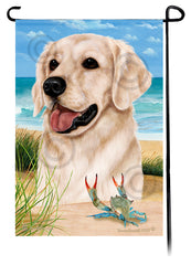 Golden Retriever White Summer Beach Garden Flag