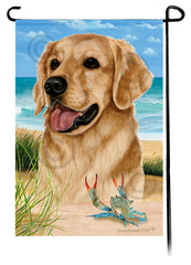 Golden Retriever Summer Beach Garden Flag