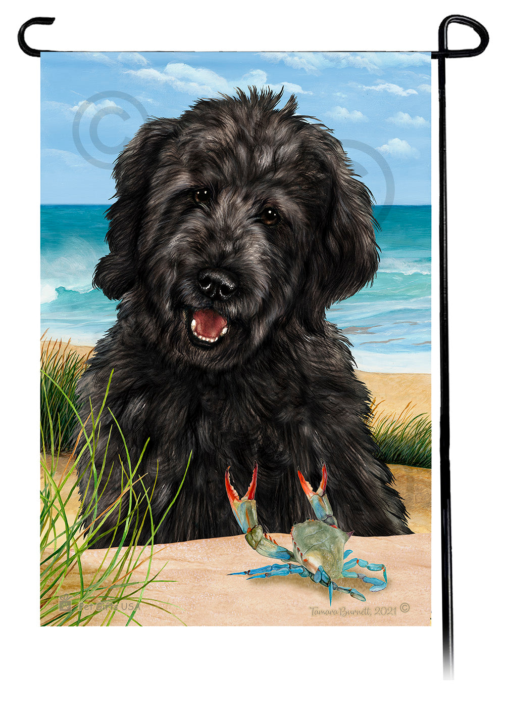 Goldendoodle Black Summer Beach Garden Flag