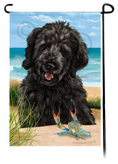 Goldendoodle Black Summer Beach Garden Flag