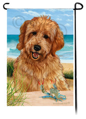 Goldendoodle Red Summer Beach Garden Flag