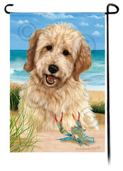 Goldendoodle Summer Beach Garden Flag