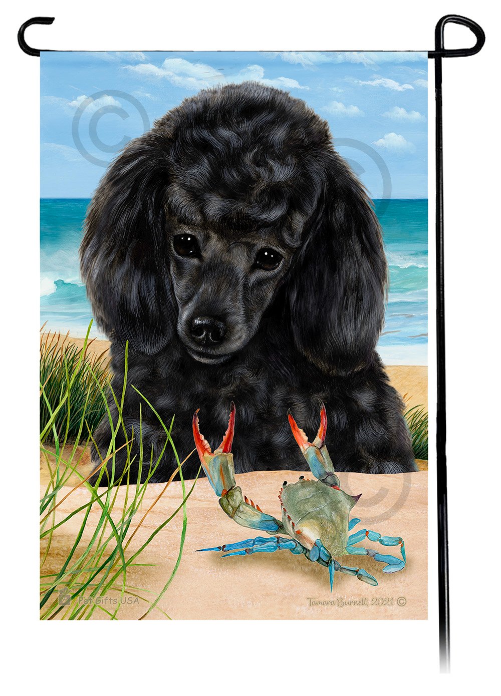 Poodle Black Summer Beach Garden Flag