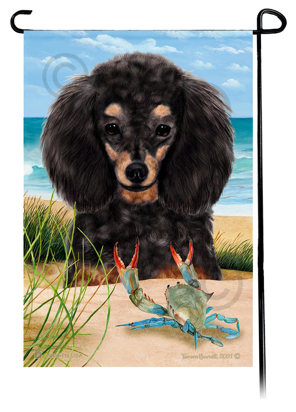 Poodle Black and Tan Summer Beach Garden Flag