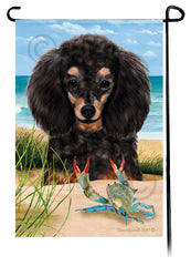 Poodle Black and Tan Summer Beach Garden Flag