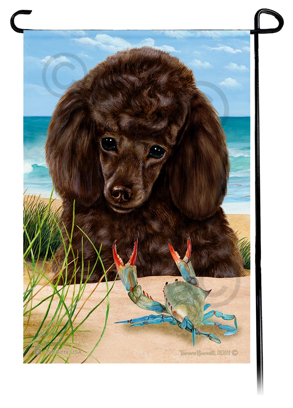 Poodle Chocolate Summer Beach Garden Flag