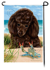 Poodle Chocolate Summer Beach Garden Flag