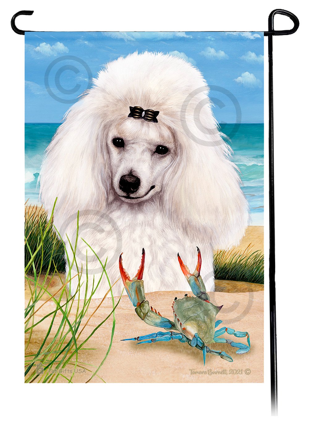 Poodle Mini White Summer Beach Garden Flag