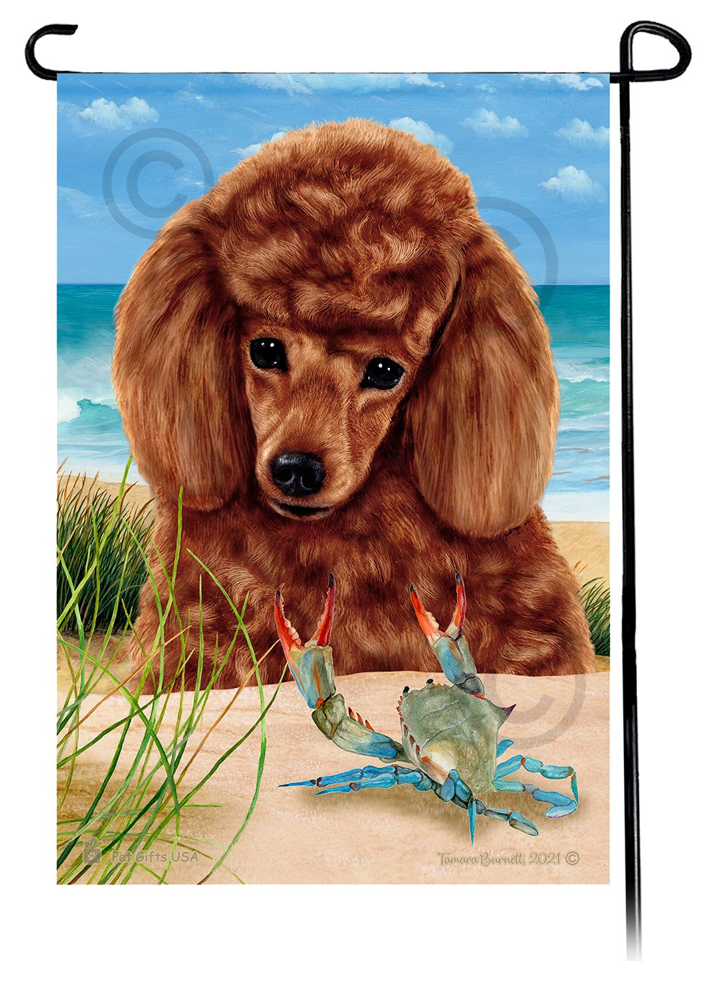 Poodle Red Summer Beach Garden Flag