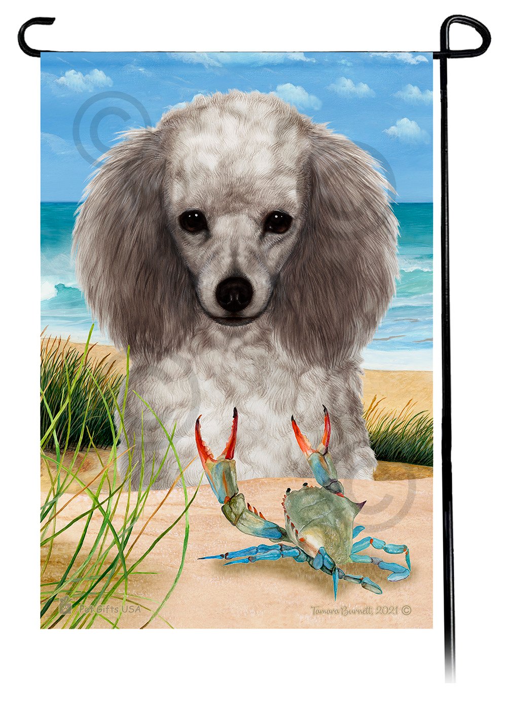 Poodle Silver Summer Beach Garden Flag