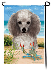 Poodle Silver Summer Beach Garden Flag