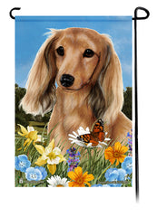 Dachshund LH Cream Summer Flowers Garden Flag