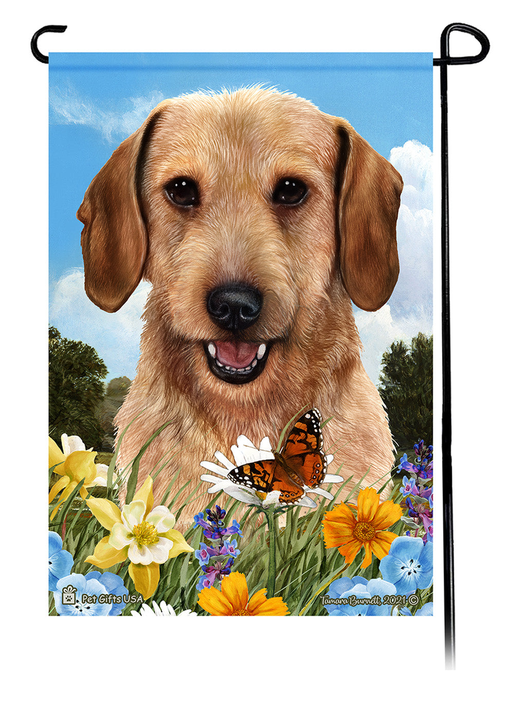 Dachshund WH Wheaten Summer Flowers Garden Flag