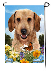 Dachshund WH Wheaten Summer Flowers Garden Flag