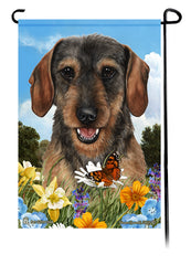 Dachshund WH Wild Boar Summer Flowers Garden Flag