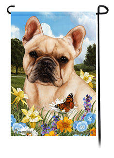 French Bulldog Cream Summer Flowers Garden Flag