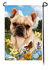 French Bulldog Cream Summer Flowers Garden Flag