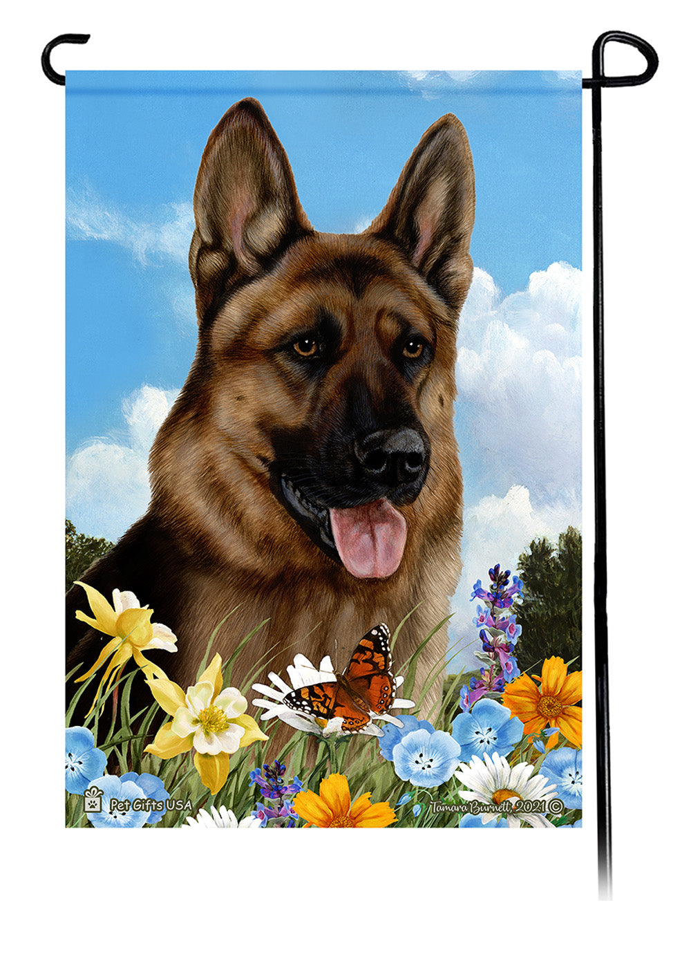 German Shepherd Red Sable Summer Flowers Garden Flag