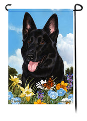 German Shepherd Black Summer Flowers Garden Flag