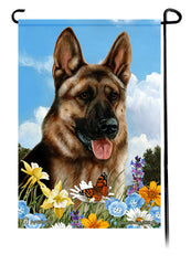 German Shepherd Fawn Sable Summer Flowers Garden Flag