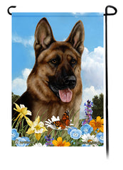 German Shepherd Red Sable Summer Flowers Garden Flag